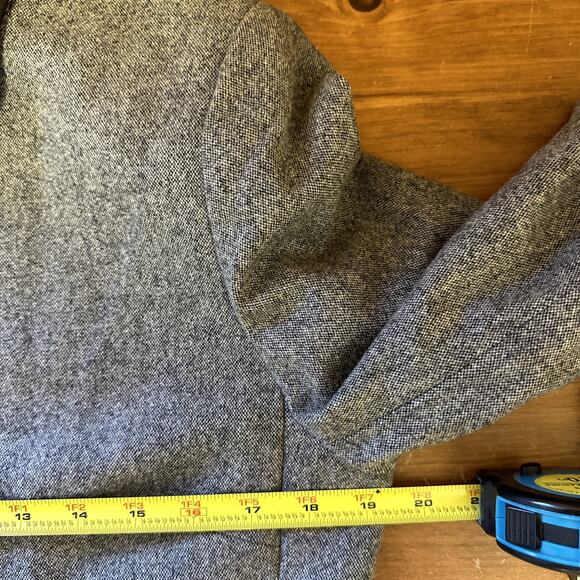 VTG Oscar De La Renta Sz 10 Gray lined Wool Jacket Leather Trim Classic Designer - Picture 8 of 12